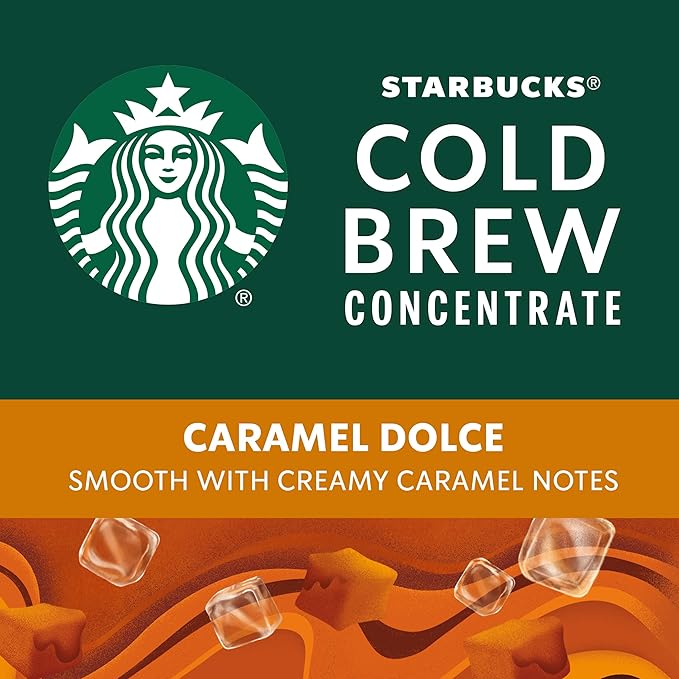 Starbucks Cold Brew Coffee Concentrate, Caramel Dolce Flavored Iced Coffee, 32 fl oz
