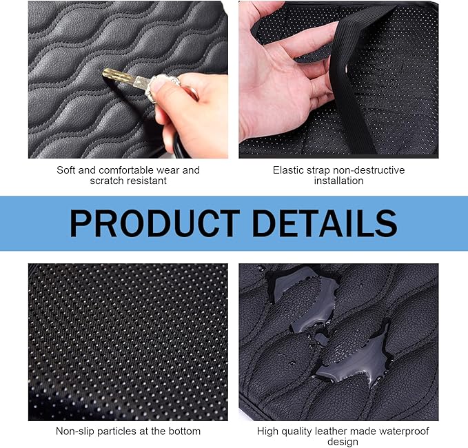 Car Center Console Cover, 11.57 x 8.19IN Leather Armrest Seat Box Cover Pad, Comfortable Waterproof Arm Rest Cover Protector, Car Interior Accessories, Universal for SUV, Truck (Black)
