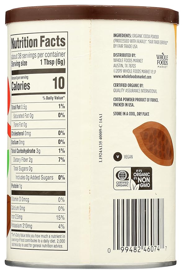 365 by Whole Foods Market, Organic Cocoa Powder, Unsweetened, 8 Ounce