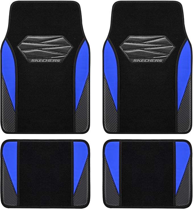 Skechers Car Floor Mats,Waterproof Universal Fit Car Mats,Faux Leather Car Floor Mats,Carbon Floor Mats for Cars with Anti-Slip Skechers Heel Pad Fit for SUV,Vans,Sedans,Trucks,Blue