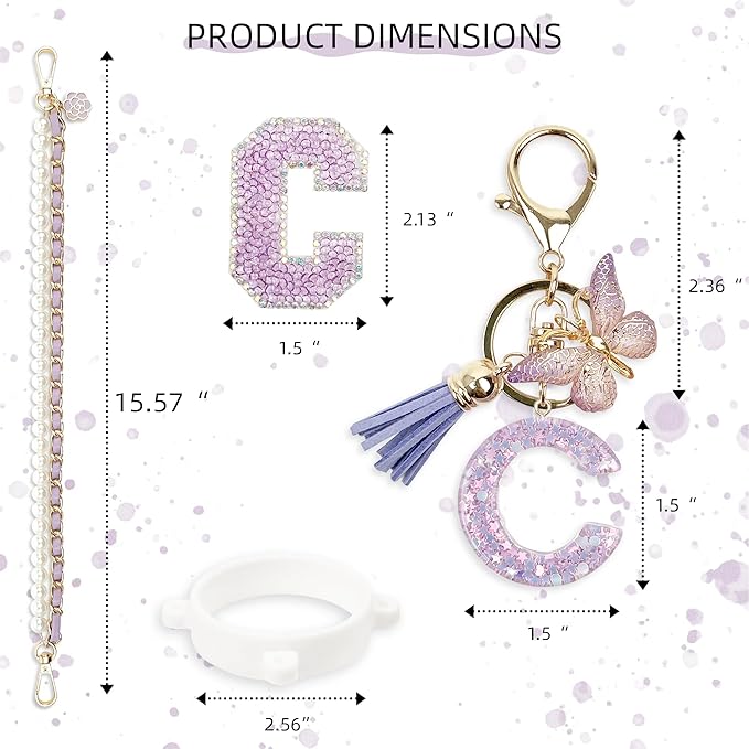 Letter Handle Strap Accessories with Cute Initial Charm Compatible with Owala Water Bottle 24oz 32oz 40oz Owala Kids