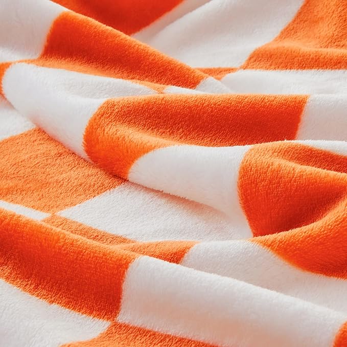 BEDELITE Checkered Throw Blanket for Couch, Soft & Cozy Fleece Flannel Blanket with Checkerboard Grid Home Decor, Checkered Orange Tennessee Blanket, 50x60 Inches
