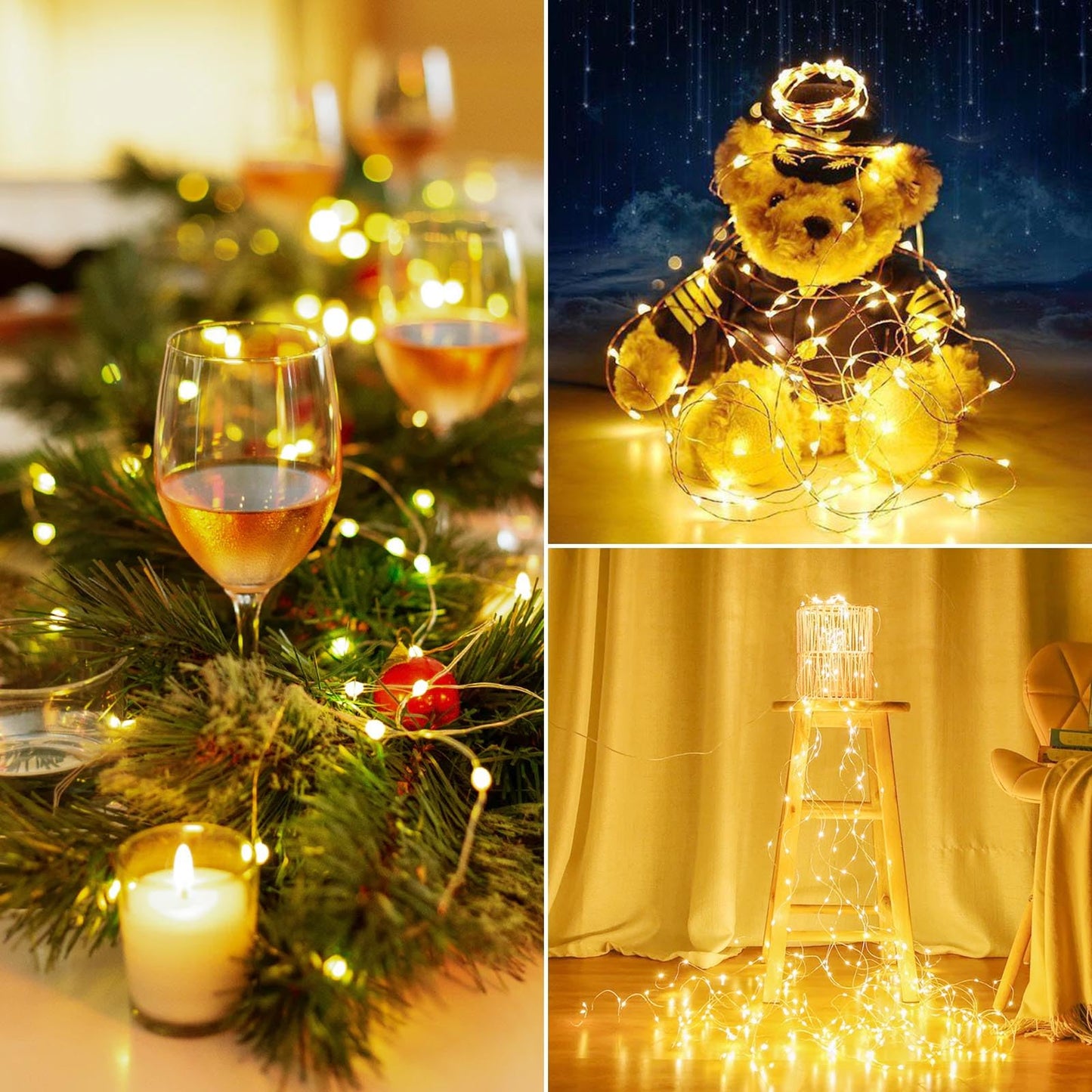 KAQ 8 Pack Fairy Lights 480LED Warm White Battery Operated with Remote, Waterproof, Cuttable String Light for Indoor/Outdoor Decor