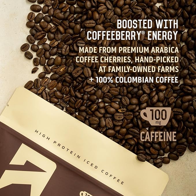 Ascent Iced Coffee Protein Powder - High Protein Coffee Powder, 20 g Protein & 100 mg Caffeine from Premium Colombian Coffee, Zero Artificial Flavors & Sweeteners - 15 Servings