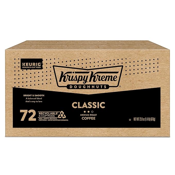 Krispy Kreme Classic, Single-Serve Keurig K-Cup Pods, Medium Roast Coffee, 12 Count (Pack of 6)