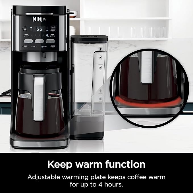Ninja DualBrew Pro Hot & Iced Coffee Drip Coffee Maker | Compatible with K-Cup Pods | 3 Brew Styles (Classic, Rich, & Iced) | 70oz Removable Reservoir & Dishwasher Safe | Black | 14-Cup (Renewed)