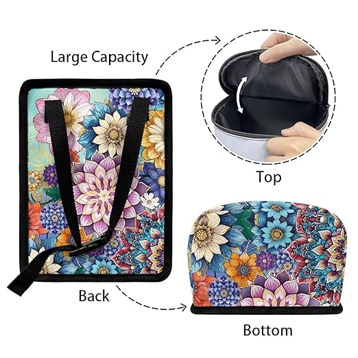 DISNIMO Boho Floral Car Trash Can Easy-to-Install Car Accessory Interior, Leak-Proof Car Garbage Can Bin Organizer Storage Bag for The Back Seat of Any Cars, Sedans, SUVs & Trucks