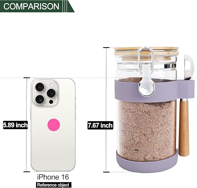 KKC HOME ACCENTS Airtight Borosilicate Glass Nuts Storage Jar with Clamp Lid & Scoop,Sealed Glass Container for Nuts and Seeds,Walnuts,Cocoa,Peanut,Pecan,Kitchen & Pantry Organization - 40 Fl.Oz