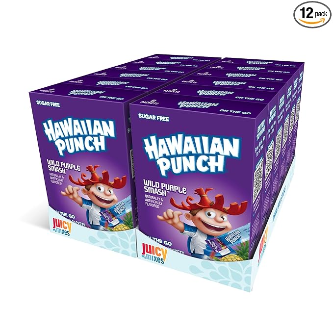 Hawaiian Punch Powder Drink Mix – Sugar Free & Delicious, Excellent source of Vitamin C (Wild Purple Smash, 96 Sticks)