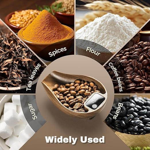 Wooden Tea Scale, Coffee Scale, Espresso Scale,Weigh Digital Coffee Scale with Timer, 0.1g 0.01oz Resolution 0.3 to 200g Rechargeable Elegant Kitchen Scale Walnut Color