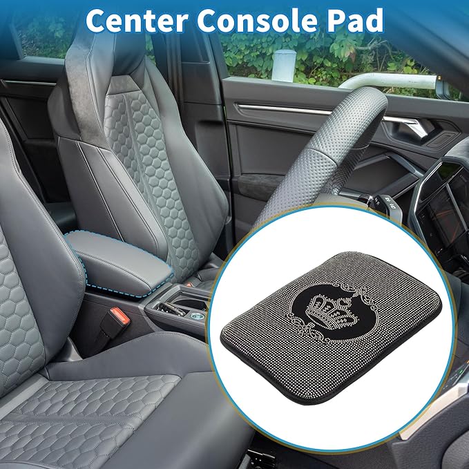 Car Armrest Cushion Pad Non-slip 12.20"x8.66" Suede Black Center Console Lid