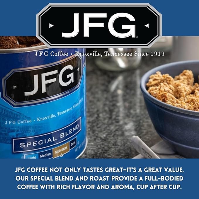 JFG Gourmet Blend Medium-Dark Roast Ground Coffee, 11.5oz Bag (Pack of 12)