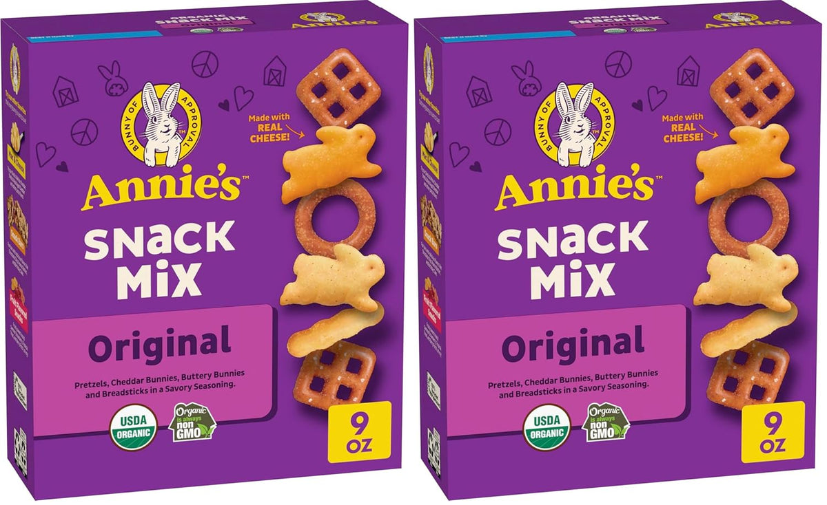 Annie's Cheddar Snack Mix With Assorted Crackers and Pretzels, Made with Real Cheese, 9 oz