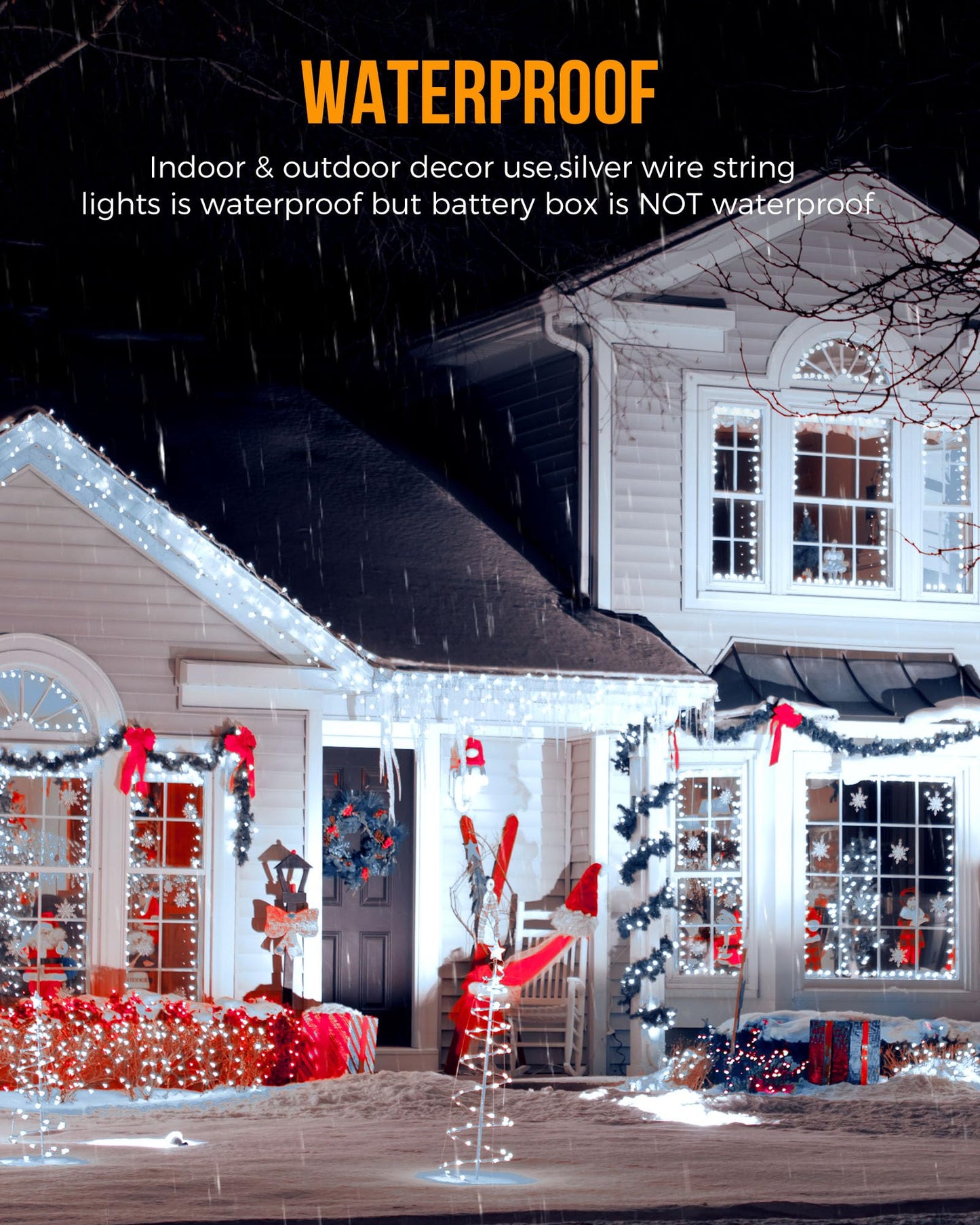 Brightown Fairy Lights, 240LED Twinkle String Lights, 20 FT, Waterproof, Pure White, 2 Pack, Copper Material