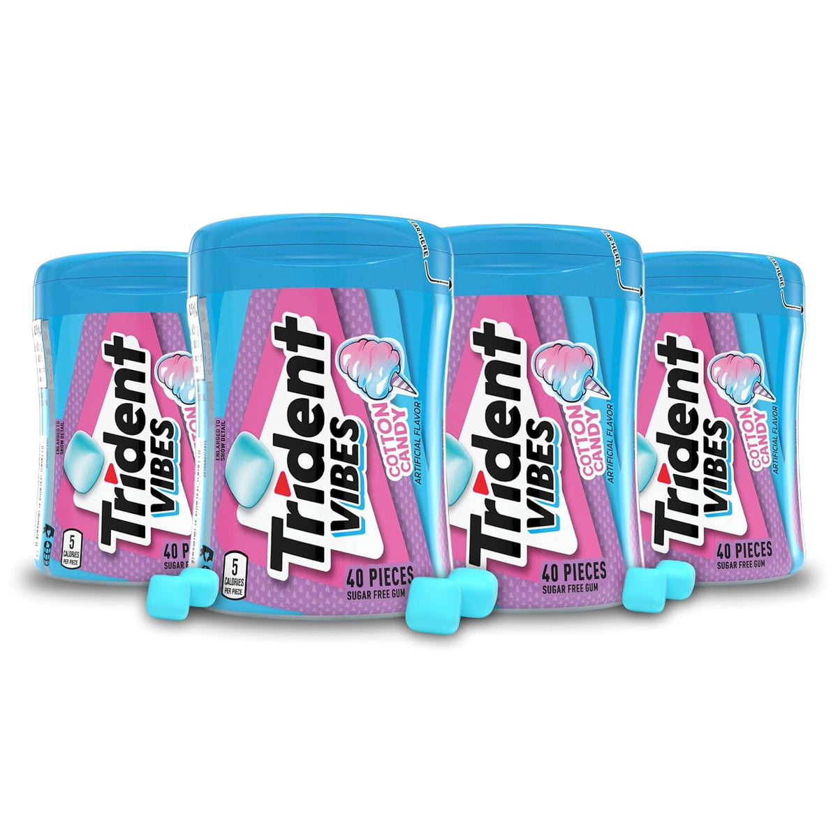 Trident Vibes Sugar-Free Chewing Gum, Cotton Candy Flavor, 40 Pieces