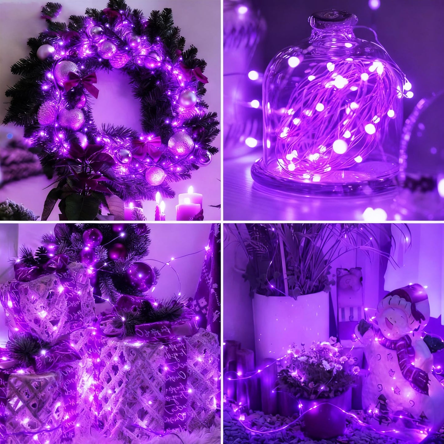 Fairdeer 12 Pack Fairy Lights - 7ft 20 LED Twinkle Lights, 3 Modes, Waterproof, Purple for Halloween & Christmas Decor