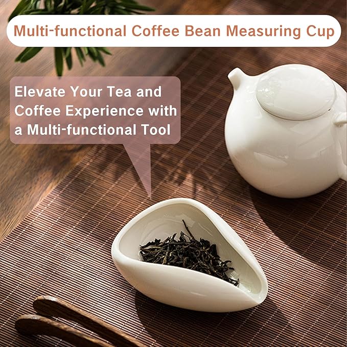 Coffee Dosing Cup Ceramic Coffee Beans Dosing Cup White Espresso Bean Measuring Tray Tea Vessel for Loose Tea Dosing Cup Cha He Set Dispenser Bowl Included Vessel Single Dose Measuring Tray
