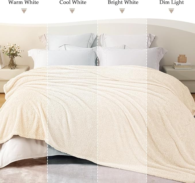 Exclusivo Mezcla Fleece Bed Blankets Queen Size, Ultra Soft, Lightweight and Fuzzy White Blanket for Women, Home Decor, 90x90 Inches