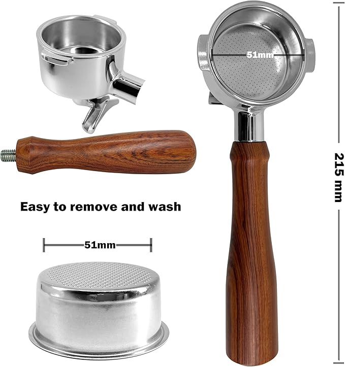 NEOUZA Espresso Portafilter 51mm Compatible with DeLonghi Stilosa ECP31.21 ECP33.21 ECP35.31 Coffee Machine Non-pressurized Basket, Double Spouts (2 Ears)