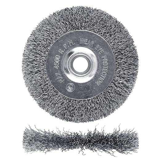 Wire Weel Brush for Grinder - 4 Inch Fine Crimped Wire Wheel for Bench Grinder with 1/2" and 5/8" Arbor(0.0085Inch Wire Size), Efficiently Polish Nuts, Bolts and Assorted Car Parts.