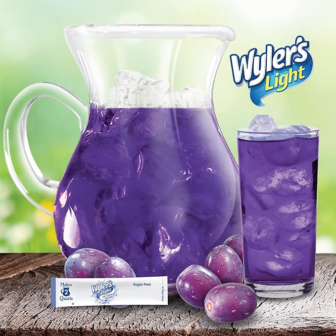 Wyler's Light Pitcher Packs, Water Drink Mix, Grape, 6 Boxes (36 Pitcher Packets)