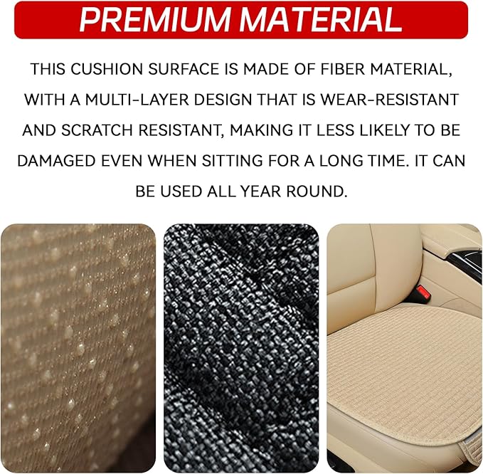 2PCS Car Seat Cushion Covers, Car Seat Cover Pad Front Bottom Protector Mat with Storage Pocket, Breathable Comfortable Auto Front Cushion Pad Mat for Most Vehicle and Office Accessories(Black)