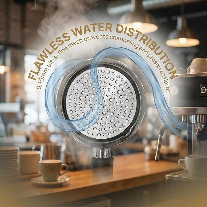 53.3mm Puck Screen 2 Pack, Reusable Stainless Steel Coffee Filter, Dual Layer Espresso Screen for 54mm Portafilter, Barista Tool for Cleaner Machine & Better Extraction