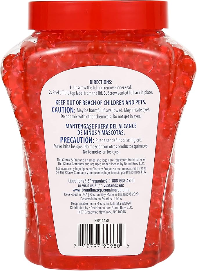 Clorox Fraganzia Crystal Beads Air Freshener, Long Lasting Room Deodorizer and Odor Eliminator Gel Beads to Freshen Home, Car, or Office, Cherry Burst Scent, 12 Fl Oz