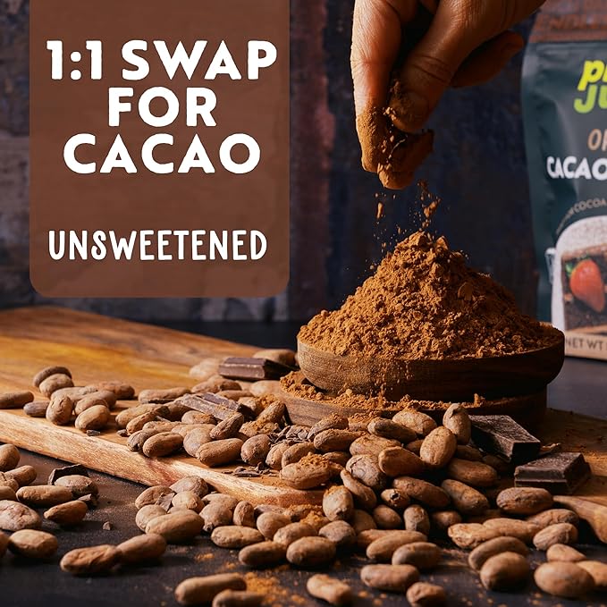 Plant Junkie Organic Cacao Powder, 8 oz - Unsweetened, Rich Dark Chocolate Taste, Certified Non GMO, Gluten Free, Kosher