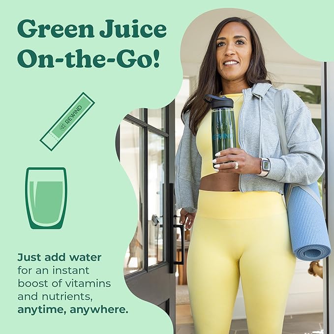 Rewind Best Tasting Vita Variety Sample Stick Pouch - Super Greens Powder Packets - Delicious Green Juice Drink Mix with Amazing Flavor - Over 40 Superfoods - Variety Pack (12 Sticks)