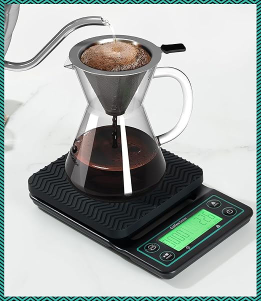Coffee Gator Coffee Scale 0.1g Precision with Timer - 3kg Digital Scale ﻿Large LCD Weighing Kitchen Multifunctional for Pour Over, French Press, Espresso, Bean, Food, Drink
