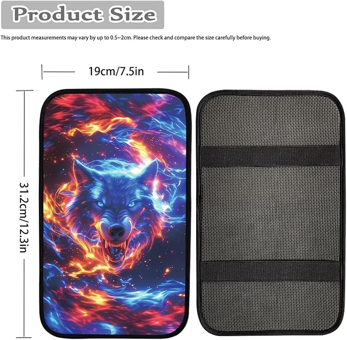 Fashion Wolf Car Console Covers Soft Arm Rest Cover Car Easy to Install Protect from Pet Claws Universal Cars Interior Accessories Cars Arm Rest Cover