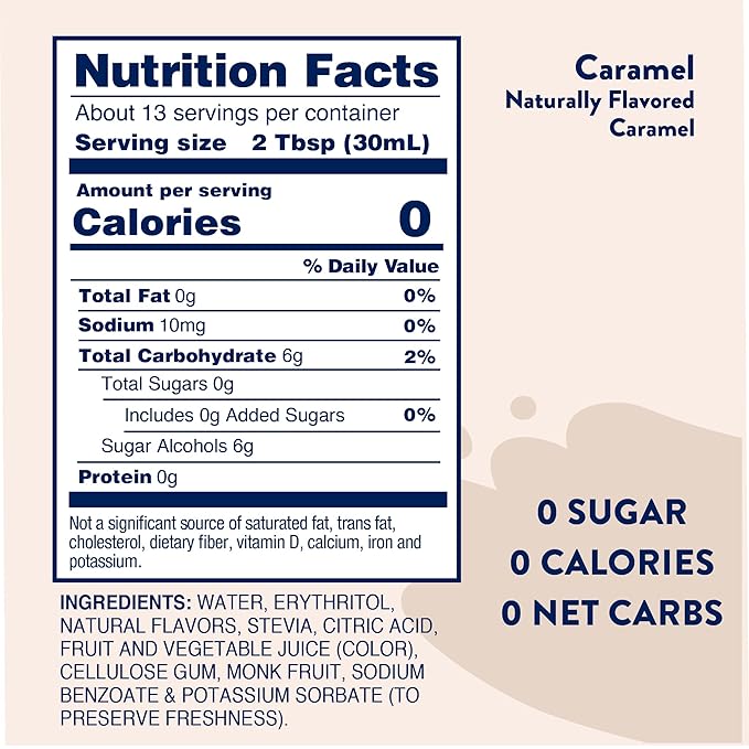 Jordan's Skinny Syrups Sugar Free Coffee Syrup, Caramel Flavor Drink Mix, Zero Calorie Flavoring for Chai Latte, Protein Shake, Food & More, Gluten Free, Keto Friendly, 25.4 Fl Oz, 1 Pack