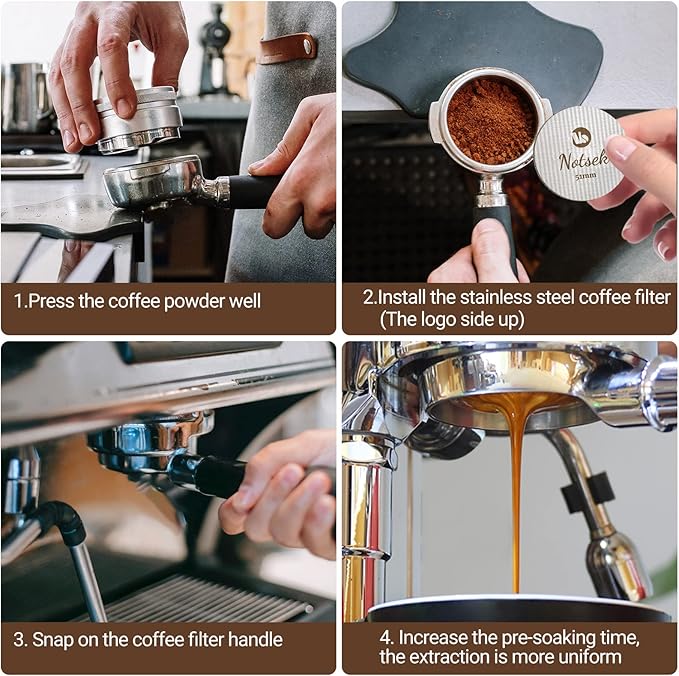 NOTSEK 51mm Puck Screen, Espresso Puck Screen for 51mm Portafilter with Acrylic Storage Box, Resuable 1.7mm Thick 150μm, 316L Stainless Steel, Coffee Filter Screen Mesh for Espresso Machine