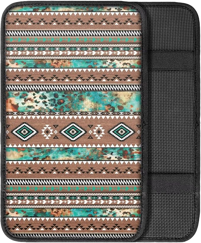 Horeset Southwest Aztec Universal Fit Auto Center Console Cover Decor Protector, Anti-Scratch Car Armrest Cushion