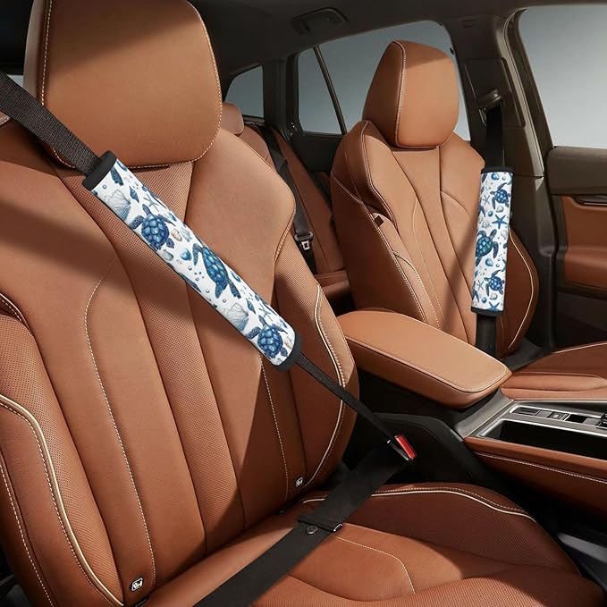 Sea Turtle Steering Wheel Cover Elastic Non-Slip Car Steering Wheel Covers with Seat Belt Shoulder Pad for Women Men