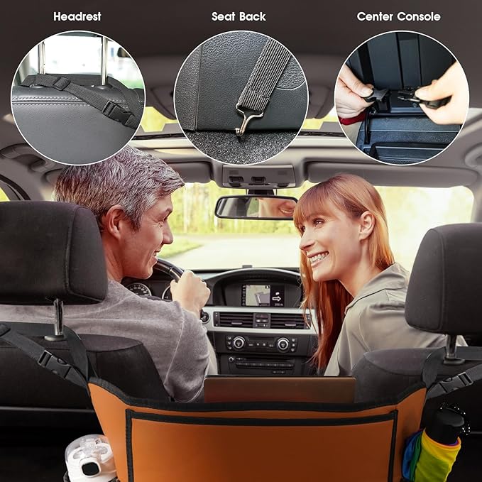 Car Purse Holder Between Seats, Car Seat Purse Handbag Holder, Automotive Consoles Organizers Storage Barrier Car Interior Accessories, Leather Large Capacity (Brown)