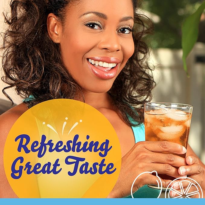 Crystal Light Drink Mix, 4 Pitcher Packets, for Flavorful Hydration and Shareable Refreshment, Naturally Flavored Lemon Iced Tea with other natural flavor, Made with Black Tea, 0.96 oz