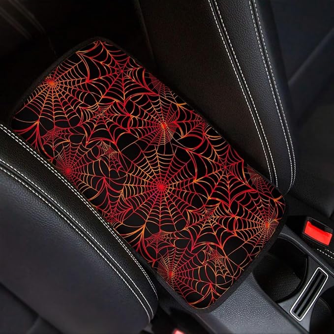 Mintutlipy Red Spider Web Car Center Console Cover Car Seat Box Cover Anti-Scratch Dust Proof Armrest Protector for Pets Dogs Carts