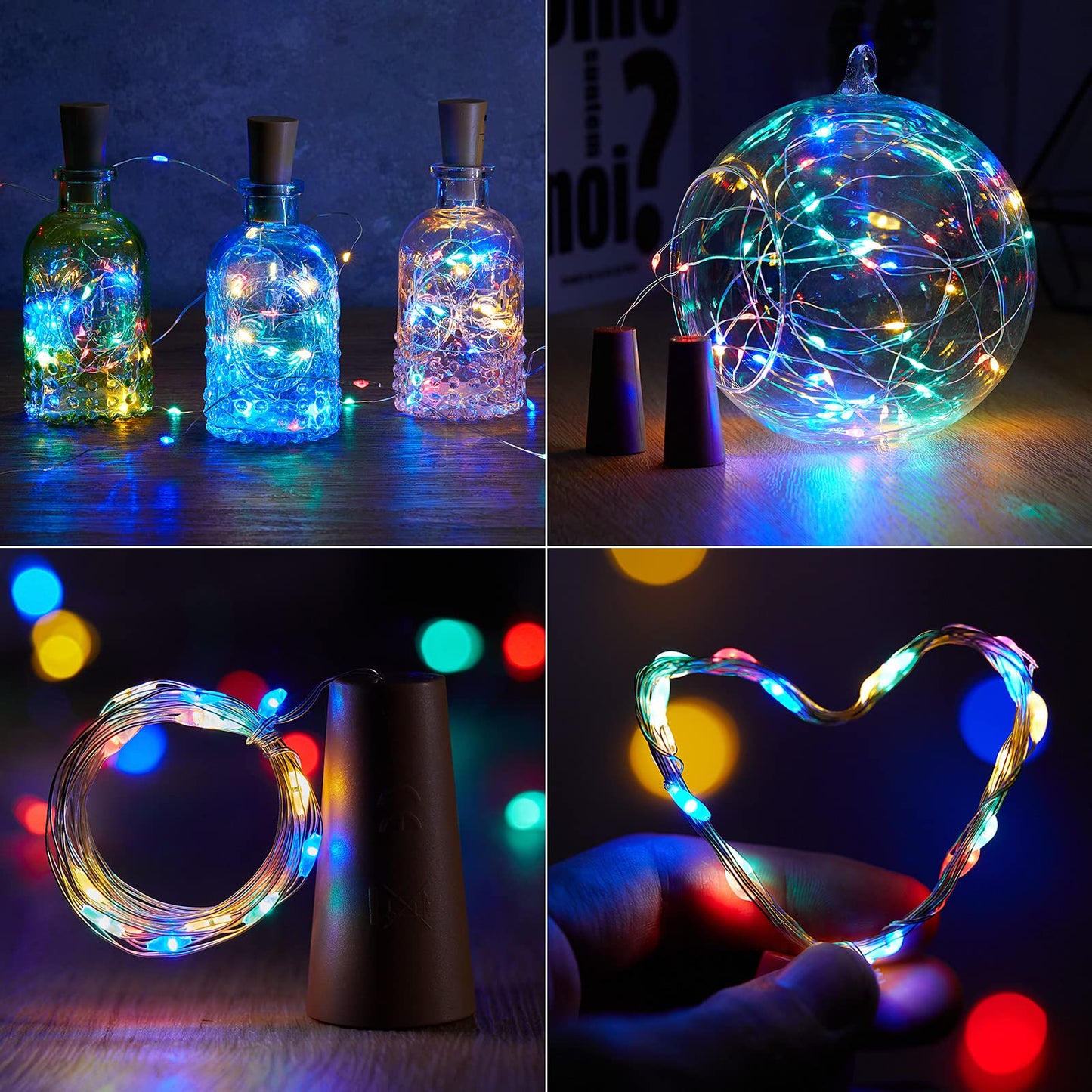 Brightown Wine Bottle Lights - 12 Pack LED Cork Fairy Lights, Waterproof, Copper Wire, Multicolor