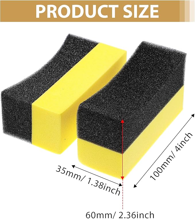 18 Pieces Tire Applicator Dressing Shine Sponge, Tire Dressing Applicator Pads, Color Polishing Sponge, Wax Buffing Pads,Tire Shine Applicator Pads for Car Glass, Painted Steel & Porcelain