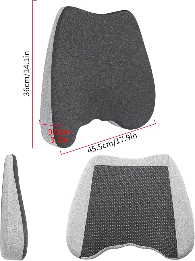Car Seat Cushion, 2 in 1 Wedge Car Cushions or Lumbar Support for Driving, Extra Large Memory Foam Seat Cushion for Sciatica Pain Relief, Driver Seat Cushion for Car Truck, Black