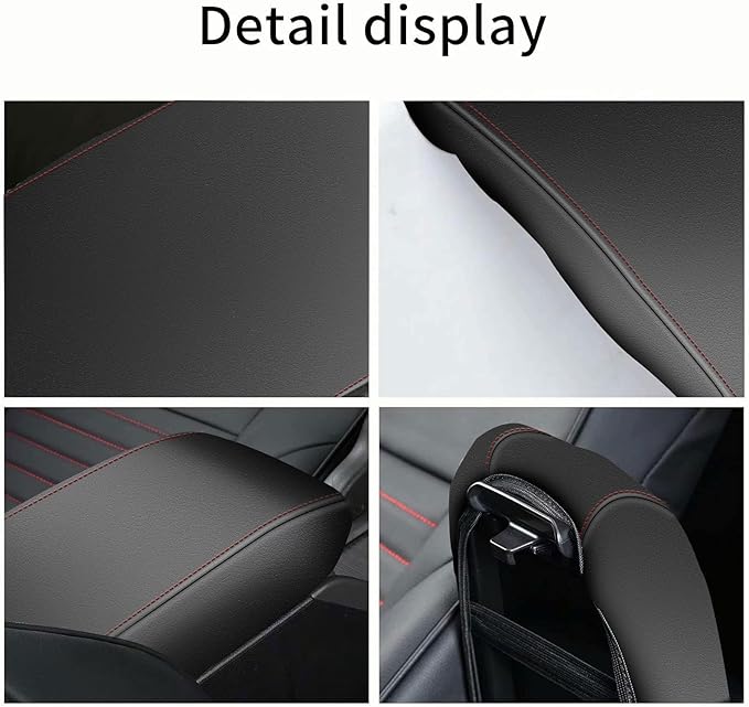 AOMSAZTO Console Covers for 2011 2012 2013 2014 Sonata Armrest Covers for Sonata Black with Red Stiches