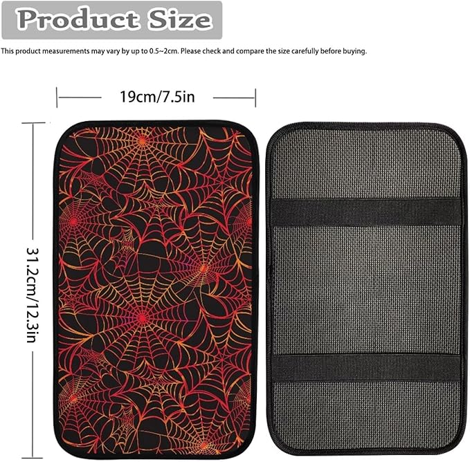 Mintutlipy Red Spider Web Car Center Console Cover Car Seat Box Cover Anti-Scratch Dust Proof Armrest Protector for Pets Dogs Carts