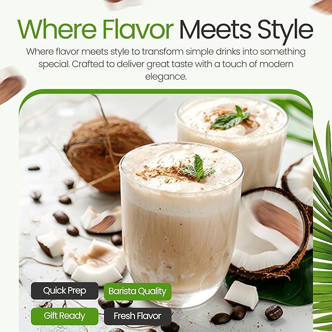 Jimoco Barista Set – Torani Sugar Free Coconut Syrup 25.4 oz, Jimoco Pump, Reusable Cup, Straw & Stirrer – Coffee, Italian Soda & Cocktail Flavoring Kit