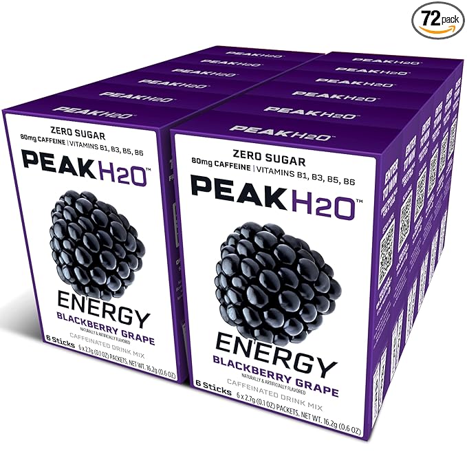 PeakH20 Electrolytes Powder Hydration Packets | Blackberry | 72 Servings | Sugar Free Water Flavor Packets for Workout Recovery