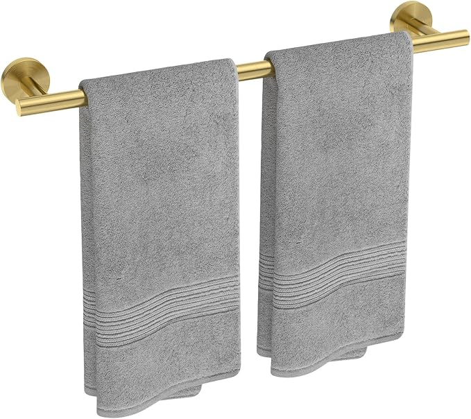 USHOWER Light Gold Towel Bar, 24-Inch Towel Racks for Bathroom Wall-Mounted, SUS304 Stainless Steel Towel Rod (Total Length 26-Inch)
