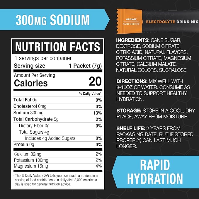 Fluid Tactical - Electrolyte Powder Packets, Accelerate Re-Hydration, Low Sugar, Electrolyte Drink Mix, Prevent Dehydration, Eliminate Cramps
