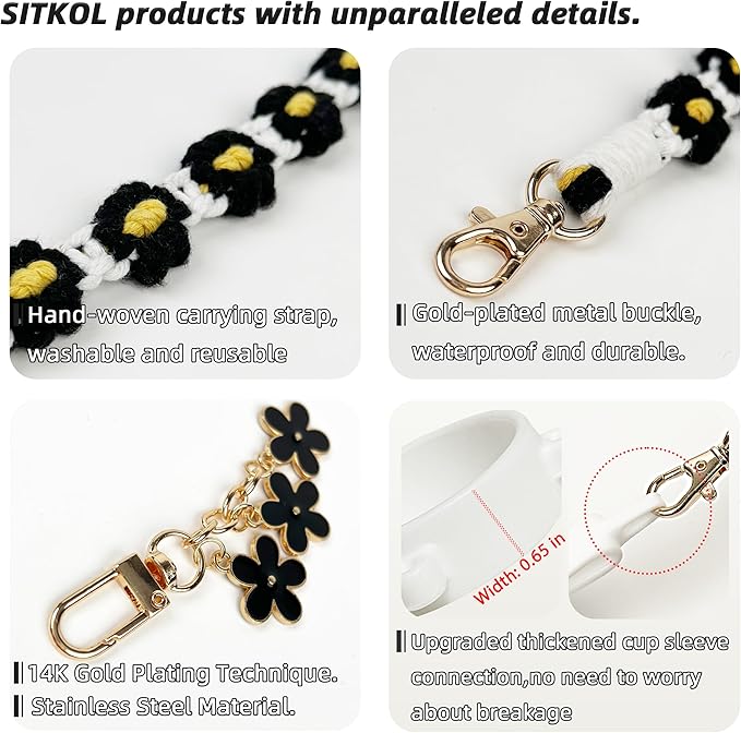 Handle Strap and Charm Set for Owala Water Bottle 24 oz, 32 oz, 40 oz, Owala Kids, Owala Coffee Tumbler, Owala FreeSip – Includes Handle Strap, for Owala Accessories & Stanley Cup Accessories