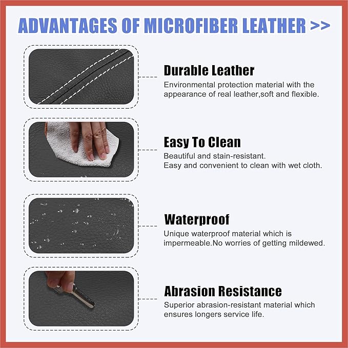 ACROPIX Car Center Console Armrest Cover for Hyundai Tucson 2016-2021 Faux Leather Interior Arm Rest Cover Elbow Cushion Pad Black Gray Stitches Car Parts